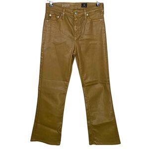 AG Adriano Goldschmied Pants Womens 27 Brown Quinne Flare Faux Leather High Rise